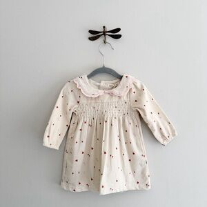 Rabbit + Bear Organic Cotton Corduroy Smocked Dress 6/9m NWT